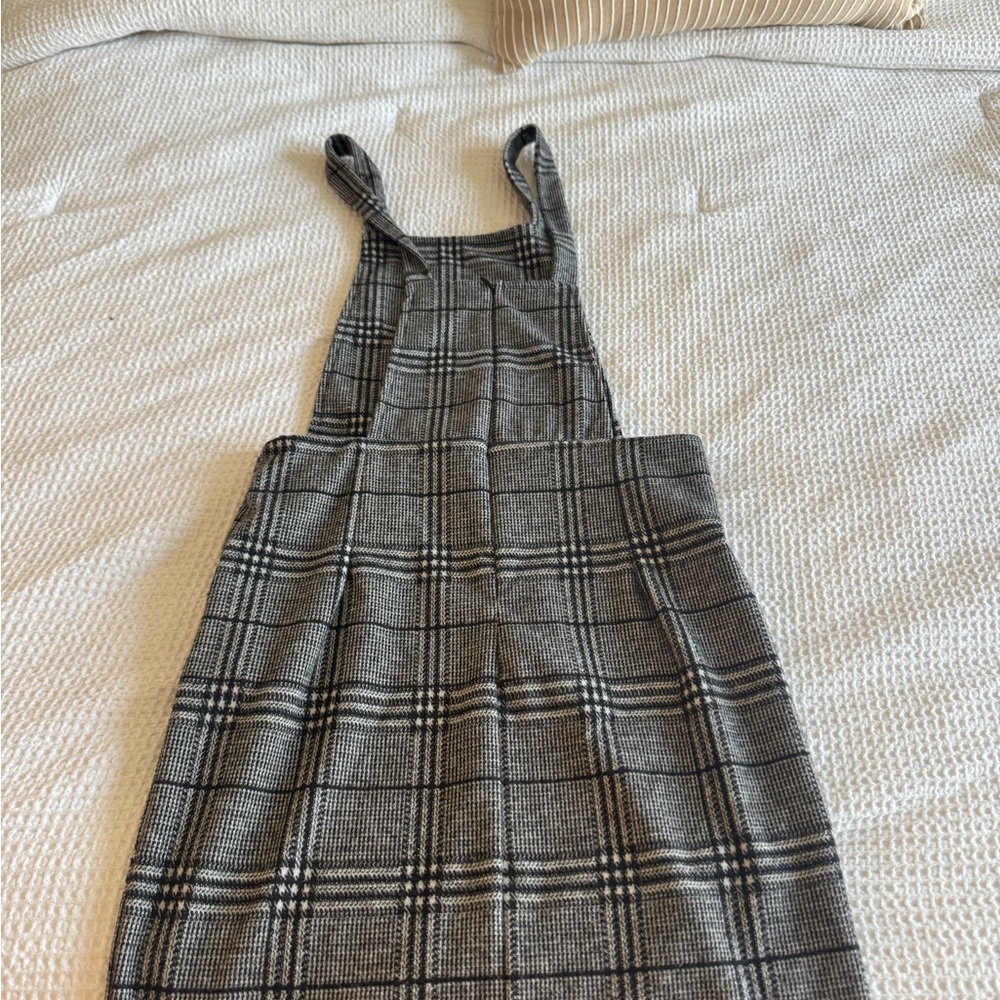Elegant Gray Plaid Women's Dress